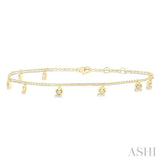 1/10 ctw Heart Charm Round Cut Diamond Station Anklet in 10K Yellow Gold