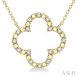 1/10 Ctw Clover Frame Bead & Round Cut Diamond Fashion Pendant With Chain in Yellow Gold Vermeil