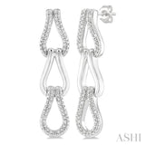 1/10 Ctw Single Cut Diamond Bold Knot Link Fashion Earrings in Sterling Silver