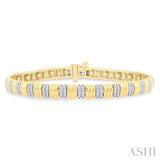 3/4 ctw Ribbed Round Cut Diamond Fashion Bracelet in 14K Yellow Gold