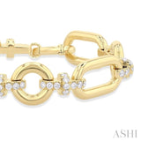 2 5/8 ctw Round Cut Diamond Open Window Bold Link Fashion Bracelet in 14K Yellow Gold