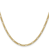 14K 20 inch 2.5mm Semi-Solid Figaro with Lobster Clasp Chain