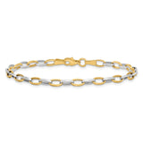 14k Two-tone Polished Oval Cable Link 7.25 inch Bracelet