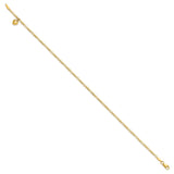 14k Figaro Link Chain with Dangling Puffed Heart 9 inch Anklet