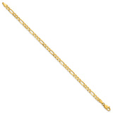 14K 7 inch 4mm Flat Figaro with Lobster Clasp Bracelet