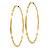 14k 2x65mm Polished Round Endless Tube Hoop Earrings