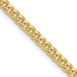 14k 3.5mm Semi-Solid Miami Cuban Chain