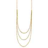 14k Polished Triple Strand Bib Fancy Chain 19.5 inch Necklace