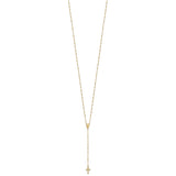 14k Polished Crucifix and Miraculous Medal 2mm Beaded 19.5 inch Rosary Necklace