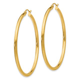 14K 2.5x50mm Polished Round Tube Hoop Earrings