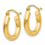 14K 3x16mm Polished Tube Hoop Earrings