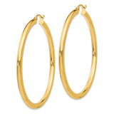 14K 3x50mm Polished Tube Hoop Earrings