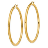 14K 3x55mm Polished Lightweight Tube Hoop Earrings