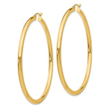 14K 3x60mm Polished Lightweight Tube Hoop Earrings
