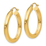 14k 4x30mm Polished Tube Hoop Earrings