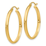 14k 2.75x30mm Polished Tube Hoop Earrings