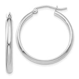 14k White Gold 2.75x25mm Polished Tube Hoop Earrings