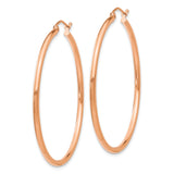 14k Rose Gold 2x45mm Polished Lightweight Tube Hoop Earrings