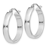14k White Gold 4x25mm Polished Tube Hoop Earrings