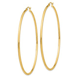 14k 2x70mm Polished Lightweight Round Tube Hoop Earrings