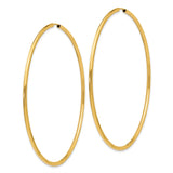 14K 2x70mm Polished Endless Tube Hoop Earrings