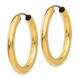 14k 3.00x25mm Polished Endless Tube Hoop Earrings