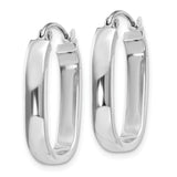 14k White Gold 3.5x22mm Polished Oval Tube Hoop Earrings