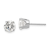 14k White Gold 6.5mm Round CZ Stud Earrings