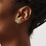 14k White Gold 6mm Round Peridot Post Earrings
