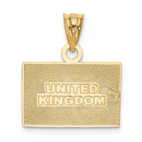 14K and White Rhodium Solid Enameled United Kingdom Flag Pendant
