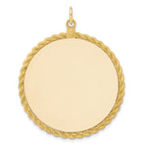14k Plain .013 Gauge Round Engravable 36.6x34.9mm Disc with Rope Edge Charm