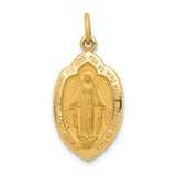 14k Polished and Satin Solid Miraculous Medal Oval Pendant
