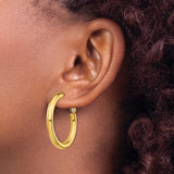 14k 4x35mm Polished Round Omega Back Tube Hoop Earrings
