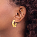 14k 7x24mm High Polished Oval Omega Back Tube Hoop Earrings