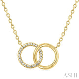 1/10 Ctw Interlocked Circle Round Cut Diamond Fashion Petite Pendant With Chain in 10K Yellow Gold