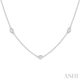 1.00 Ctw Bezel Set Oval Cut Diamond Station Necklace in 14K White Gold