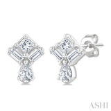 1/3 Ctw Mixed Cut Diamond Fashion Earrings in 14K White Gold