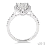 1 ctw Round Cut Lovebright Diamond Pear Shape Ring in 14K White Gold