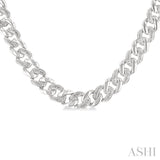1/4 Ctw Single Cut Diamond Curb & Cuban Necklace in Sterling Silver