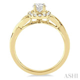 1/2 Ctw Diamond Engagement Ring with 1/5 Ct Round Cut Center Stone in 14K Yellow Gold