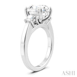 1/2 Ctw Tri-Mount Past, Present and Future Oval Shape Center Round Cut Diamond Semi-Mount Engagement Ring in 14K White Gold