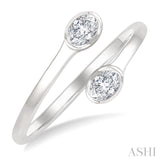 1/5 Ctw Split Single Coil Bezel Set Marquise Cut Diamond Open Fashion Ring in 14K White Gold
