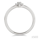 1/8 Ctw Floral Motif Single Cut Diamond Petite Fashion Ring in 10K White Gold