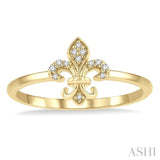 1/20 Ctw Fleur De Lis Single Cut Diamond Petite Fashion Ring in 10K Yellow Gold