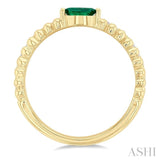5x2.5 MM Marquise Shape Emerald and 1/5 Ctw Single Cut Diamond Precious Split Twin Ring in 10K Yellow Gold