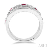 2.6 MM Round Cut Ruby and 1/2 ctw Round Cut Diamond Precious Band in 14K White Gold