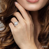 6.5 MM Round Shape Cultured Pearl and 1/20 ctw Round Cut Diamond Ring in 14K White Gold
