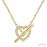 1/10 Ctw Heart Toggle Single Cut Diamond Petite Fashion Pendant With Chain in 10k Yellow Gold