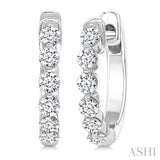 1/2 Ctw Prong Set Round Cut Diamond Hoop Earrings in 14K White gold