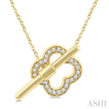 1/10 Ctw Clover Toggle Single Cut Diamond Petite Fashion Pendant With Chain in 10k Yellow Gold